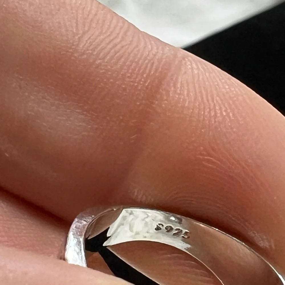 Sterling Silver Luxury High-end Women's Wedding Ring, Geometric Ring CZ Stones.